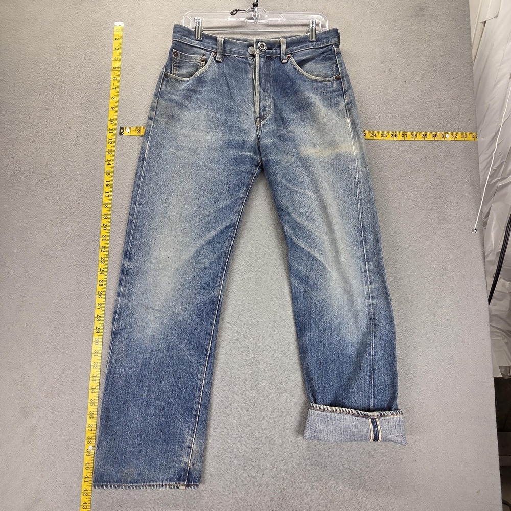 Selvedge Jeans Mens Blue Acoustic Regular Straight Button Fly Fits 31x30
